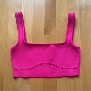 Pink cropped stretchy tank top
